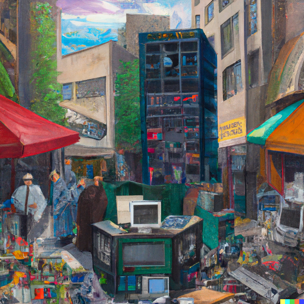 Market with computer