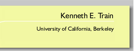 Yellow banner: Kenneth E. Train, University of California, Berkeley